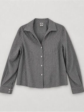 Anne Klein Black & White Striped Shirt Jacket Approx. Size Large 100% cotton